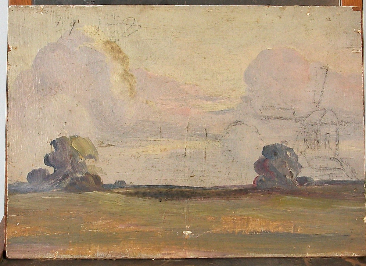oil on board draft of a landscape (back)